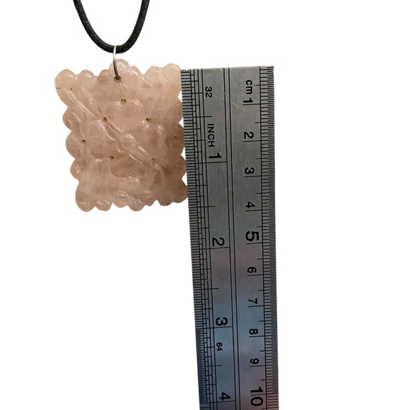 Genuine Rose Quartz Pendant Black Cord Necklace 24” - Picture 7 of 7